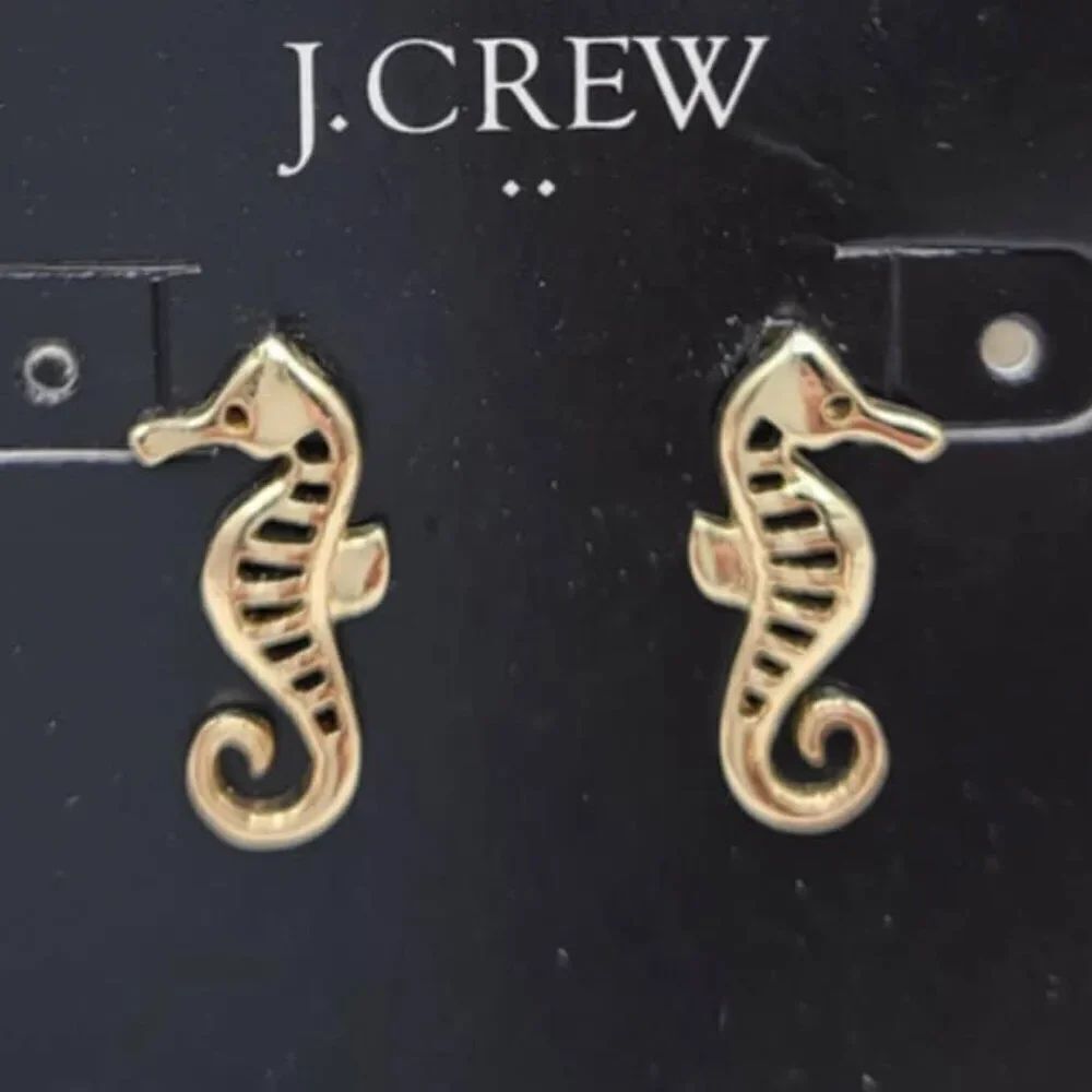 J Crew Sea Horse Stud Earrings NWT! NEW!